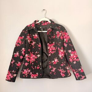 Carole Little Black Blazer with Pink Floral Pattern size small